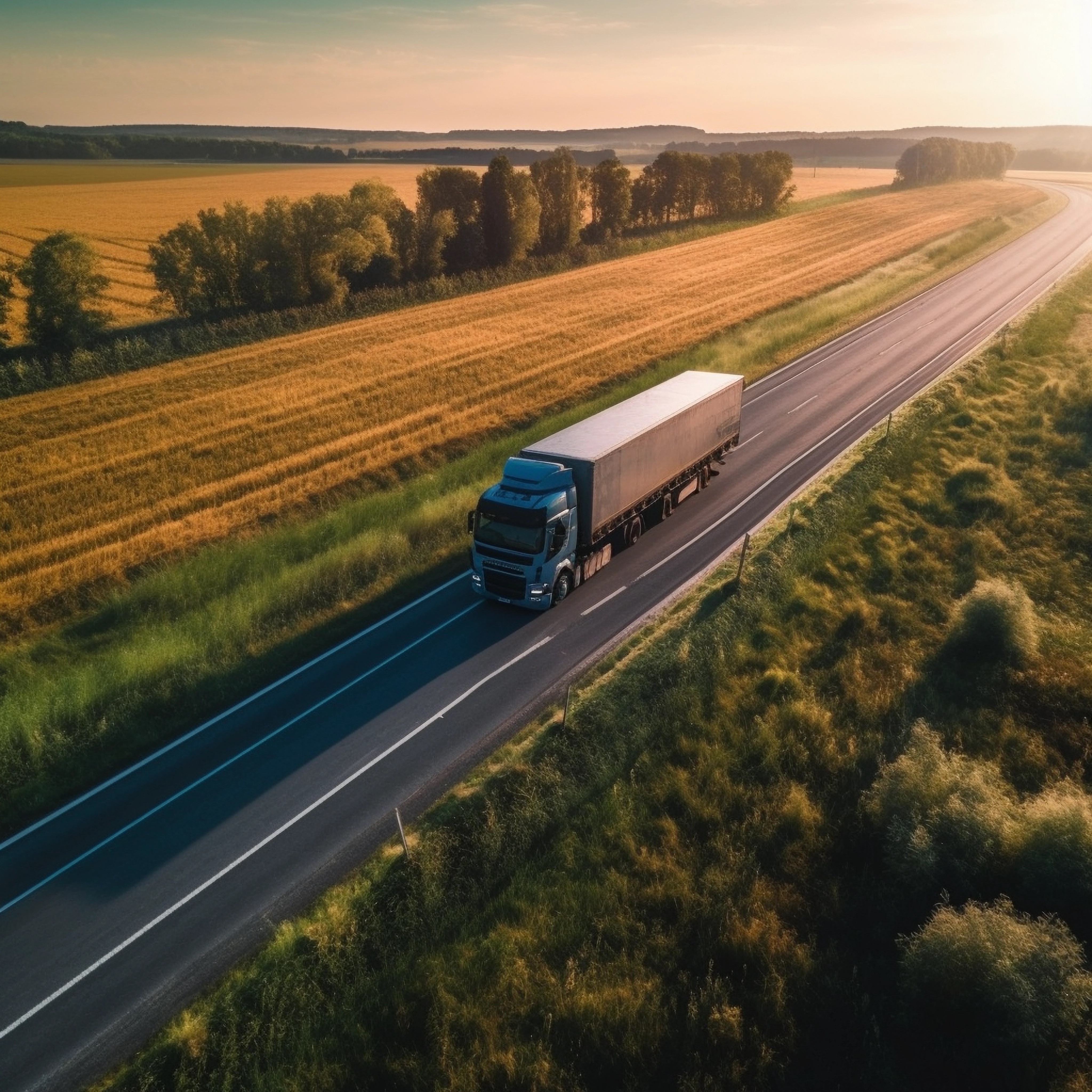 Logistikroute durch weite Landschaft